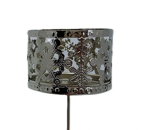 Držák svíček Ø 5,2 cm stříbrná, vločky 1 ks