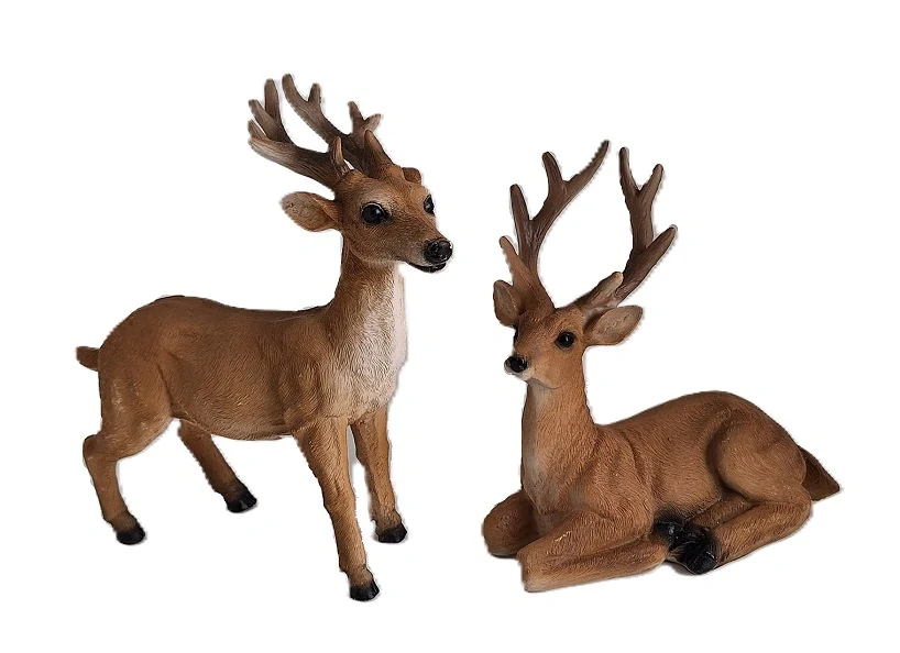 Jelen 19 cm sedící, světlá krémová