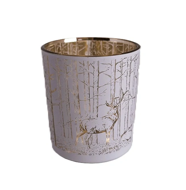 Svícen 8 cm zimní bílá, v lese