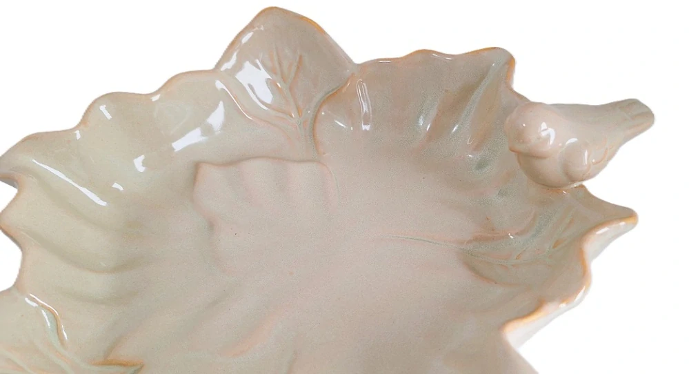 Pítko 26 cm ptáček a listy, krémová