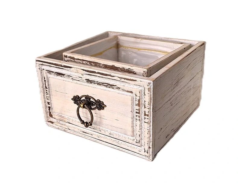 Zásuvky 20 cm patina bílá (kroužek)