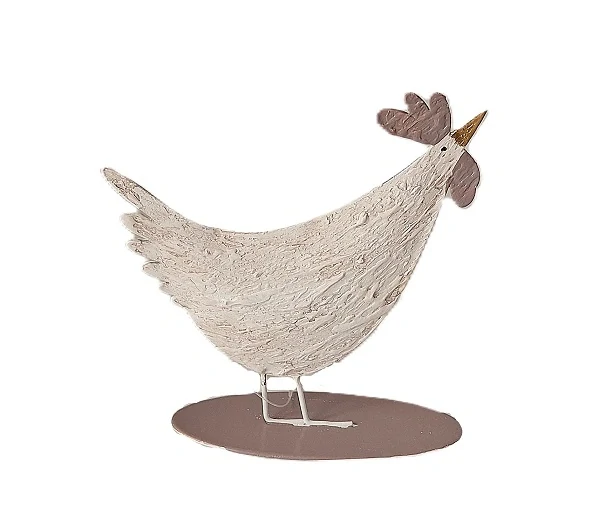 Slepice a kohout 10/14 cm (kov) bílá, 2 ks