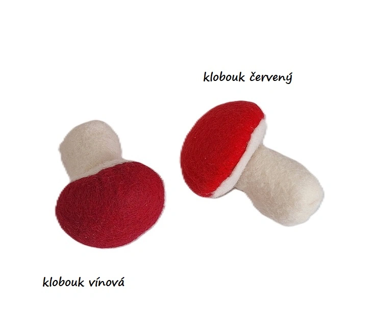 Holubinka 6 cm červená/vínová plsť, 2 ks