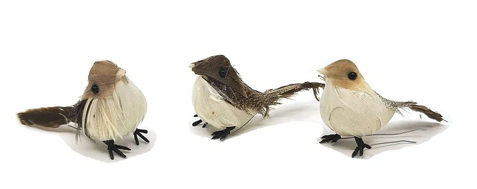 Ptáček 11 cm, bílo-šedo-hnědá