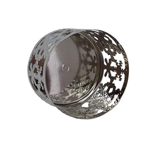 Držák svíček Ø 5,2 cm stříbrná, vločky 1 ks