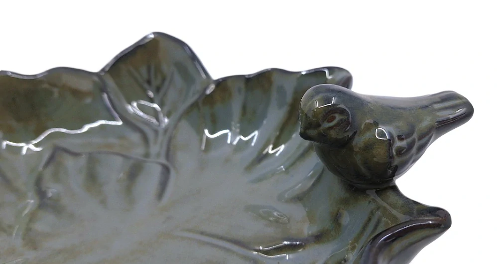 Pítko 26 cm ptáček a listy, šedá