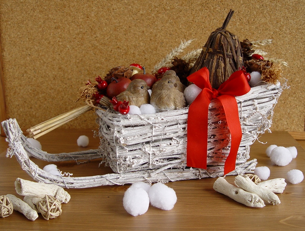 Saně kočárové 34 cm proutí, bílá 