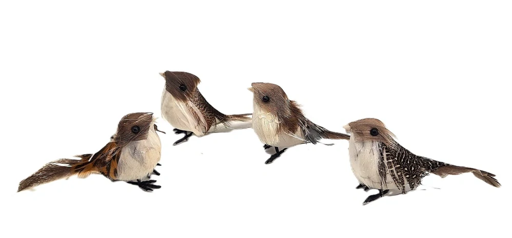 Ptáček 7 cm, bílo-šedo-hnědá