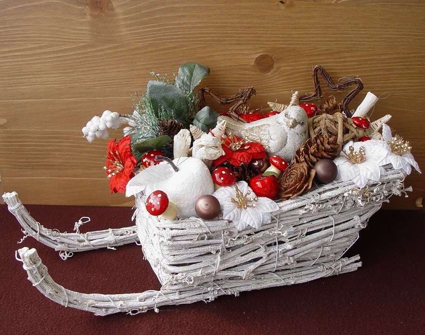 Saně kočárové 34 cm proutí, bílá 