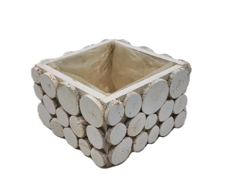 Truhlík 15 cm dřevo, bílá (plátek bříza S)