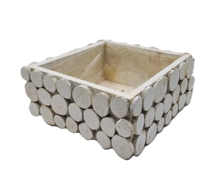 Truhlík 21 cm dřevo, bílá (plátek bříza M)