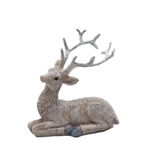 Jelen sedící 8,5 cm zimní bílá