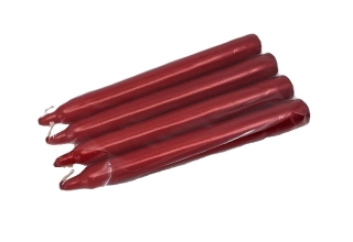 Svíčka kónická 16x2 cm 4 ks, perleť červená