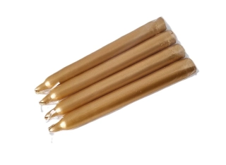 Svíčka kónická 16x2 cm 4 ks, perleť šampaň