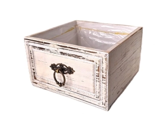 Zásuvky 20 cm patina bílá (kroužek)