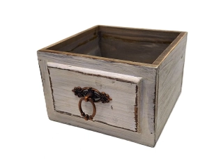Zásuvky 18 cm patina šedá/bílá (kroužek)