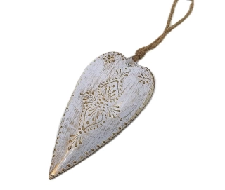 Srdce zimní 16 cm bílá, ornament