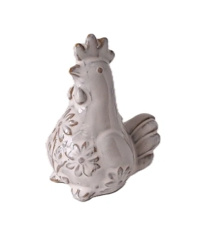 Kohout 9 cm (porcelán) bílá, s květinou