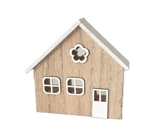 Domek 12,5 cm přírodní/bílá, s květinou