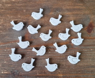 Ptáček 2,5 cm výsek bílá, 12 ks
