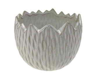 Miska skořápka 12 cm, latté/bílá (vroubkovaná)