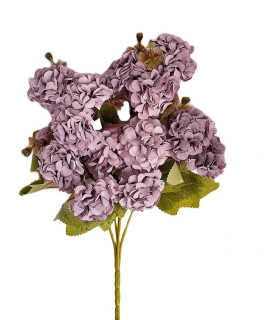 Hortenzie 33 cm mini květ X5, fialová
