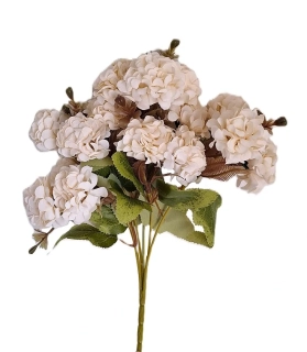 Hortenzie 33 cm mini květ X5, krémová