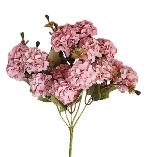 Hortenzie 33 cm mini květ X5, růžová