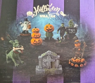 Halloween vesnice, set 8 figurek
