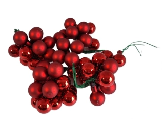 Koule 2 cm červená lesklá/matná, 12 ks