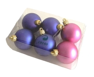 Vánoční koule 4,5 cm modrá/růžová, 6 ks