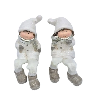 Děti 16 cm sedící, bílá/stříbrná