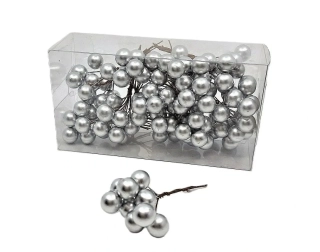 Bobule 10 ks/bal., perleť stříbrná