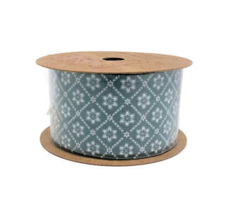 Stuha 40 mm x 1 m, ornament/petrolejová