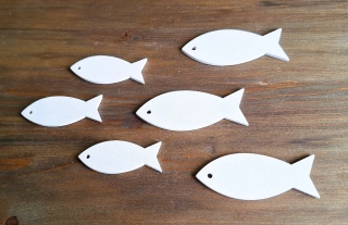 Ryby 5/7 cm bílá, 6 ks