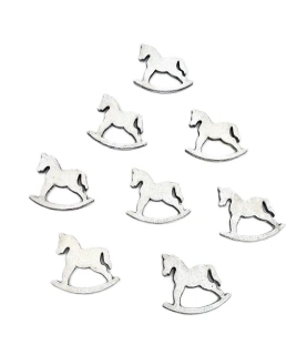 Koník 3 cm bílá, 6 ks