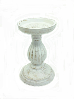 Svícen podstavec 17 cm, patina bílá