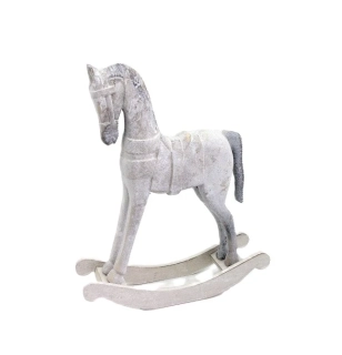 Koník 25 cm houpací, patina bílá