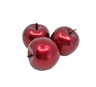 Jablka 5 cm metalická červená, 3 ks