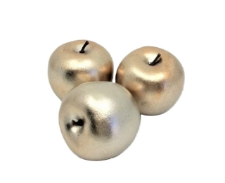 Jablka 5 cm metalická zlatá, 3 ks