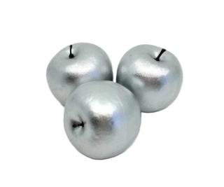 Jablka 5 cm metalická stříbrná, 3 ks