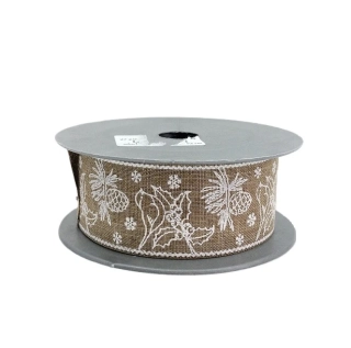 Dekorativní stuha 40 mm x 1 m, zimní natural