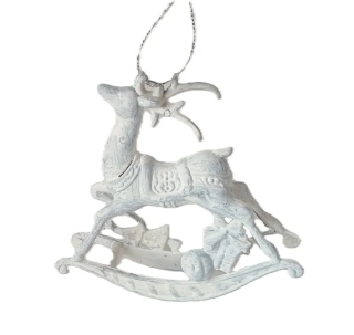 Jelen adventní 11 cm závěs, patina bílá