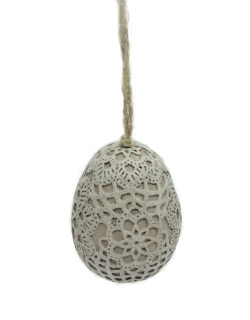Vejce 6 cm krajkové/závěs, hnědá