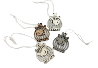 Klec s ptáčkem 5 cm, 4 ks