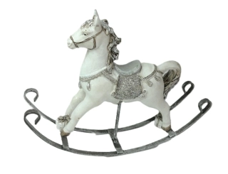 Koník houpací 22 cm, stříbrná