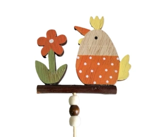 Zápich, kuře a květina 9 cm