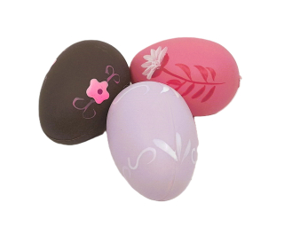 Vejce 6 cm květina růžová, lila, hnědá (závěs), 3 ks