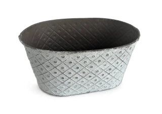 Truhlík 18 cm plech, patchwork bílá