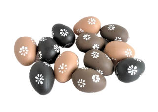 Vejce 4 cm květina hnědá, latté, černá, 6 ks